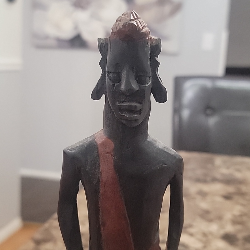 Vintage Wood Sculpture African Tribal Statue Hand Carved Folk Art - Picture 4 of 6
